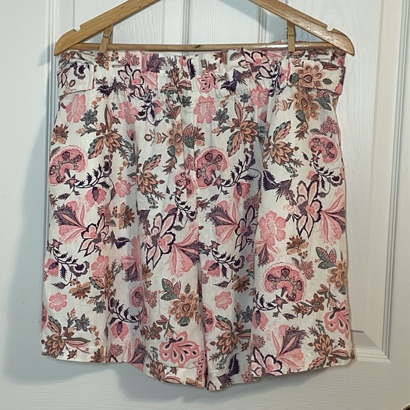 Who What Wear Linen Shorts, Coral Floral, Wide Leg, 16 - Picture 4 of 5